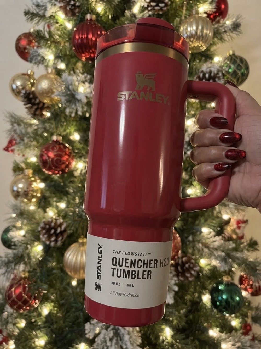 Stanley Quencher Tumbler-Holly Berry Gloss (Limited Holiday Edition)